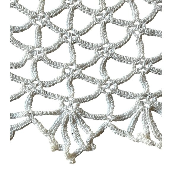 Handmade 20” Crochet Doily Tatting White Cotton Sateen Center French Country - Picture 8 of 9